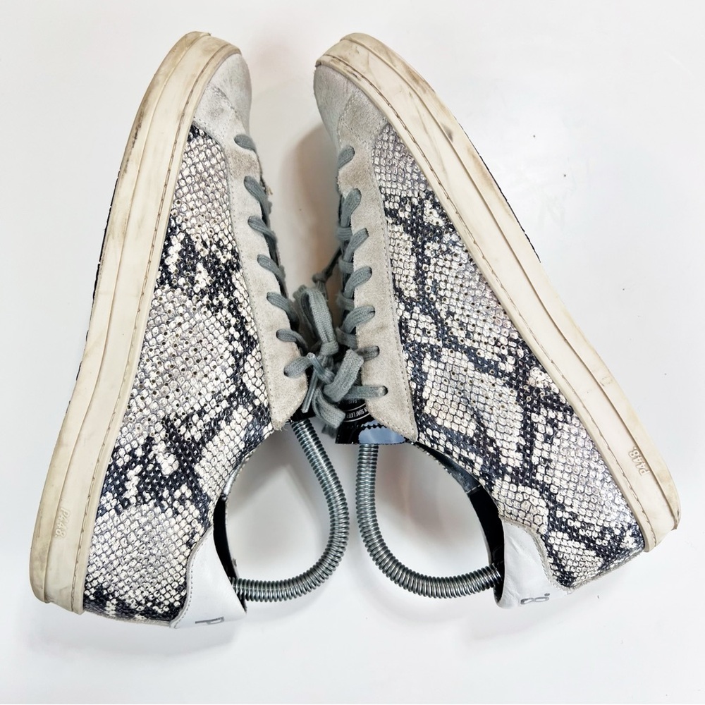 P448 Womens Size 38 Snake Print Sneakers Reptile Low Top Shoes Leather‎ - Picture 7 of 10